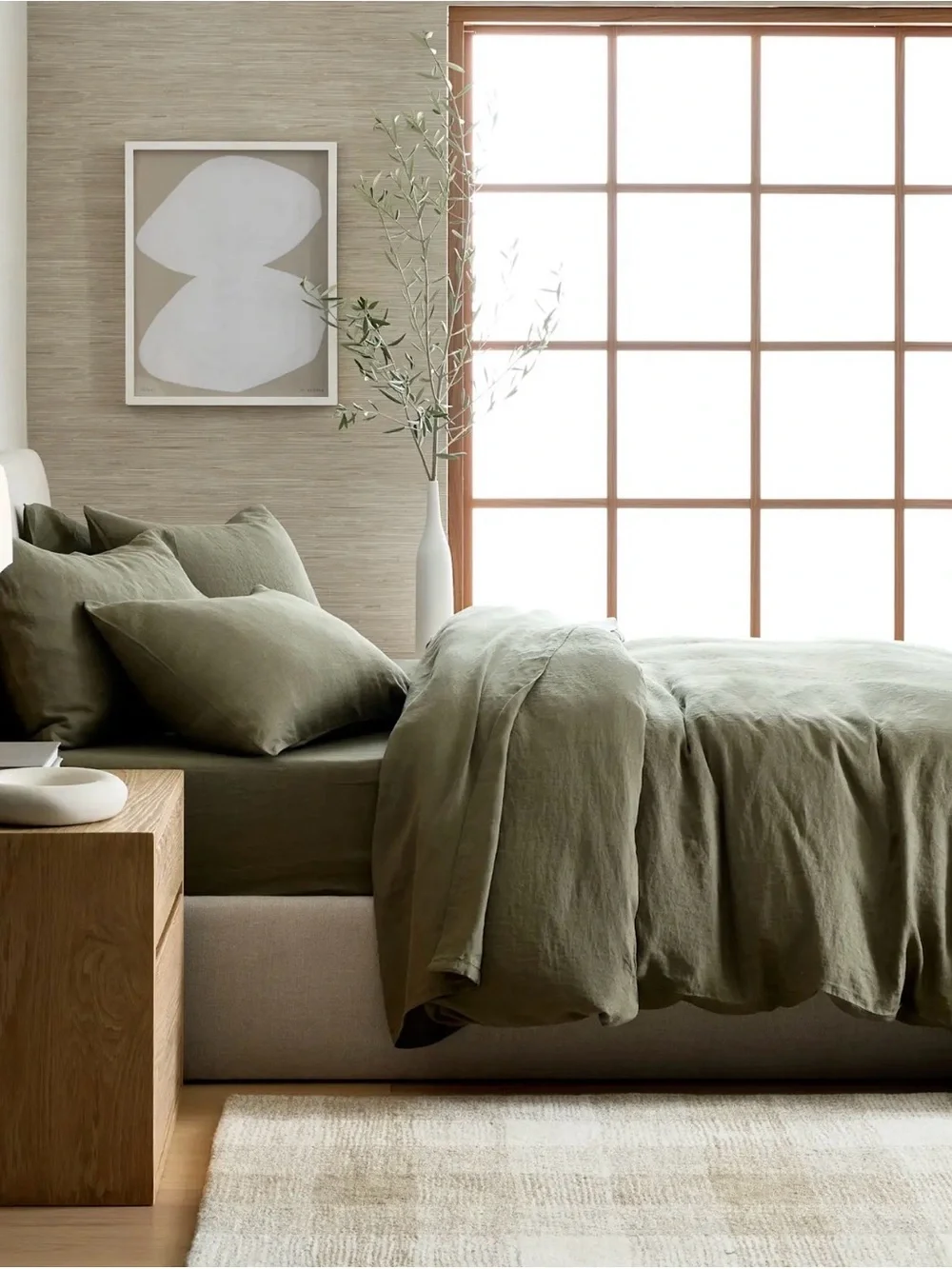NWOT Quince Dusty Olive Green European Linen Duvet Cover - Retail $174